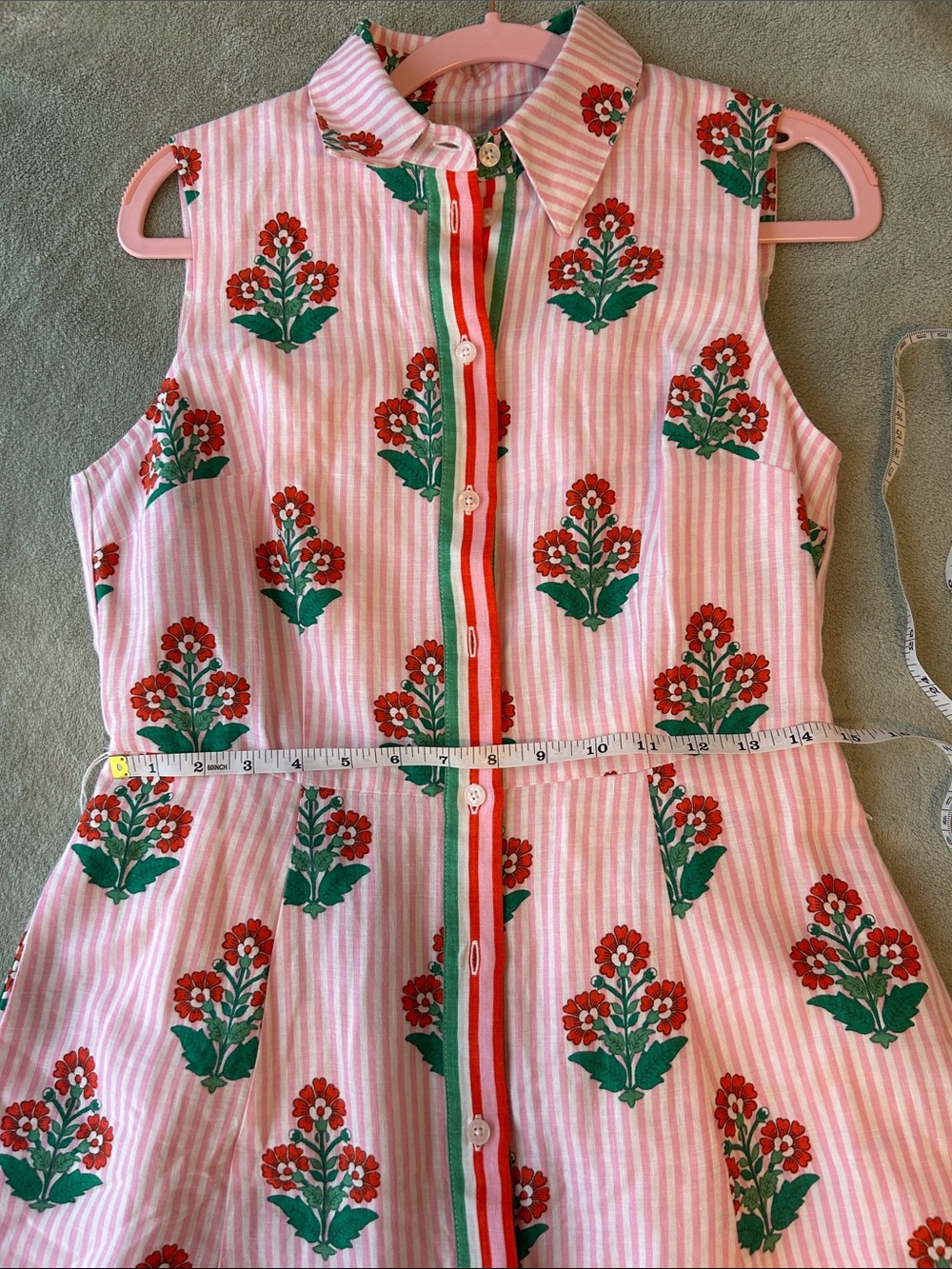 Boden Kate Sleeveless Linen Midi Dress Pink Green Floral - Picture 6 of 8